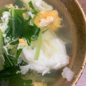 たっぷり水菜の中華卵スープ
